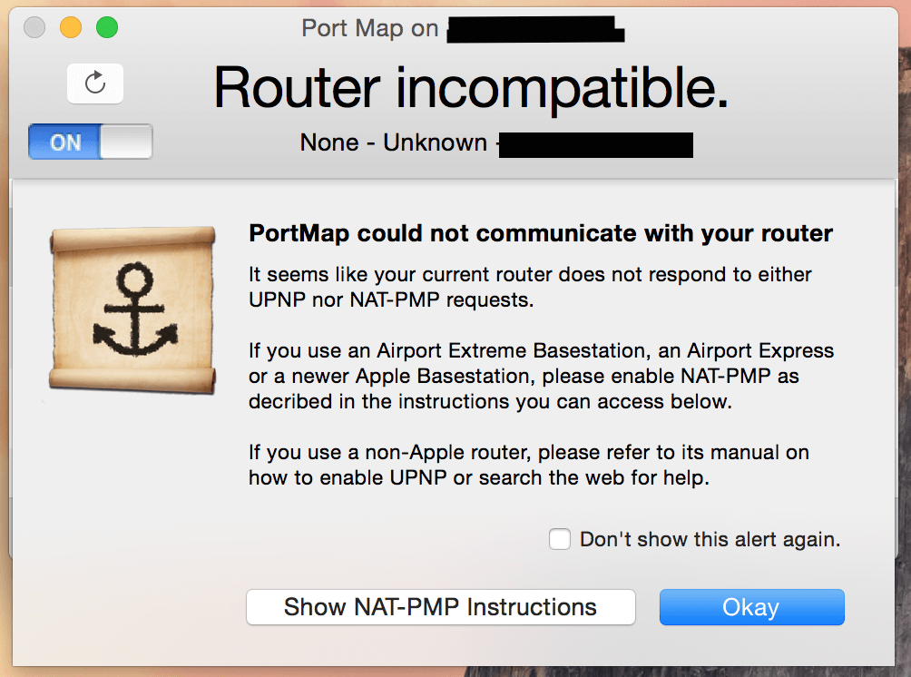 router incompatible〉と表示されたら
