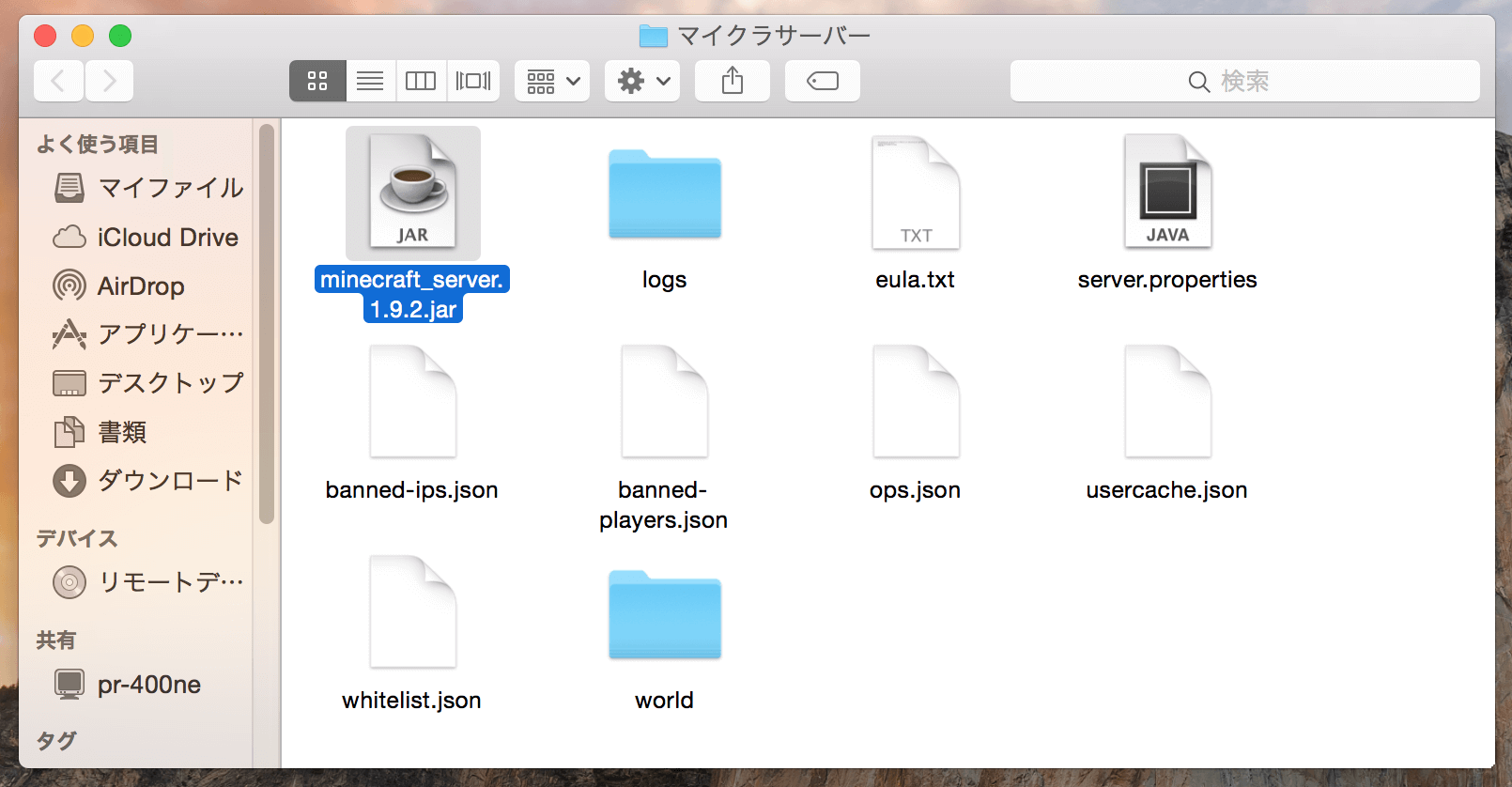 これがマイクラサーバーファイルの完成版