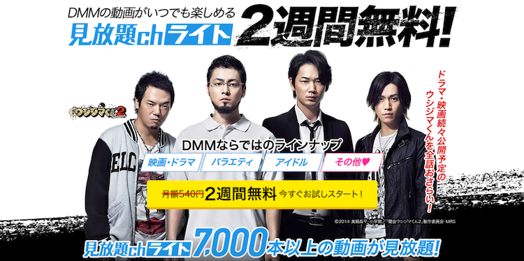 動画配信サービス『DMM見放題chライト』の公式サイトの画像