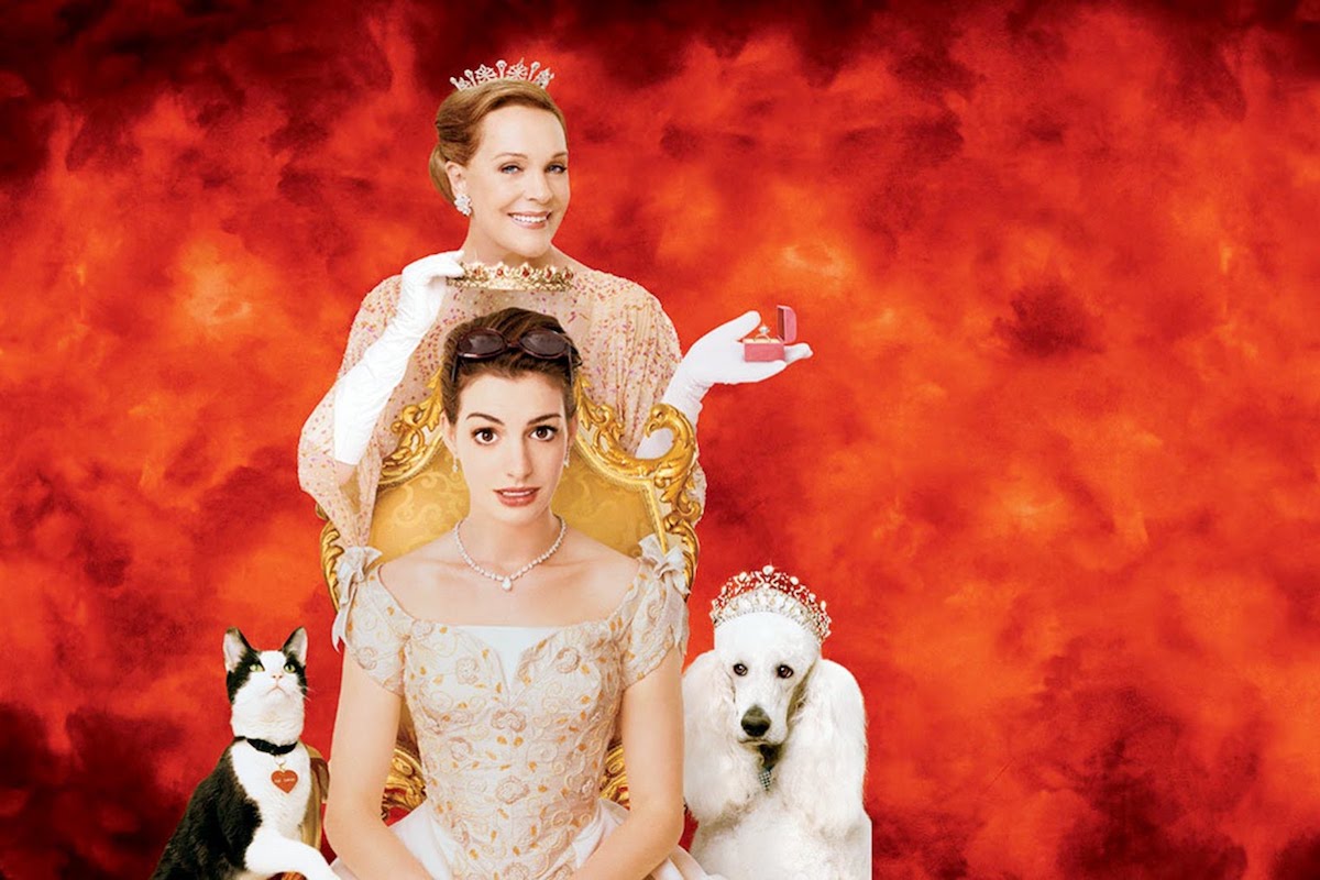 映画『プリティ・プリンセス』シリーズの登場人物を演じる女優アン・ハサウェイとジュリー・アンドリュースの画像